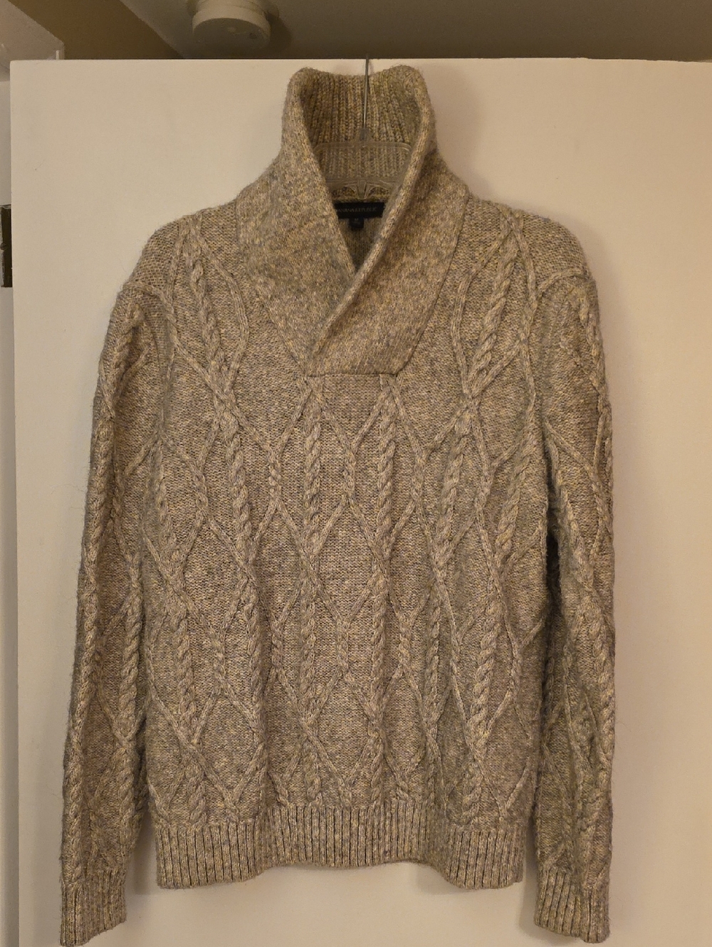 Banana Republic Men's Cable-Knit Turtleneck Sweater - Taupe Heather